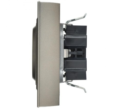 BRITE Розетка 2-местная с заземлением без защитных шторок плоская 16А в сборе РСПл12-3-БрШ шампань   BR-R27-16-K37-F  IEK