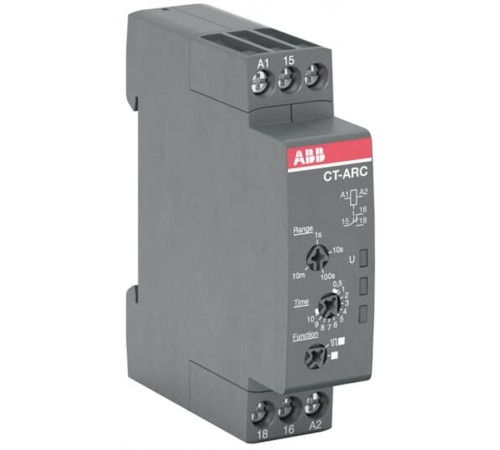 Реле времени CT-ARC.12 компактное (задержка на отключ. без вспом. напряж.) 24-240В AC, 24-48В DC (4 диапазона времени 0,05с...10мин)  1SVR508120R0000