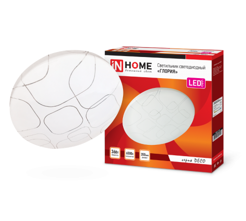 Светильник светодиодный серии DECO 36Вт 230В 6500К 2340лм 350х55мм ГЛОРИЯ  4690612025117  IN HOME