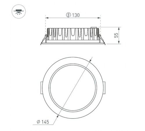 Светодиодный светильник LTD-145WH-FROST-16W Warm White 110deg  021068  Arlight