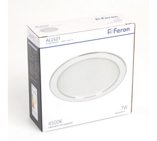 Светильник светодиодный встраиваемый AL1527 7W 4500K белый  41195  Feron