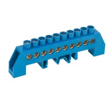 Шина "N" нулевая в комбинированном синем изоляторе на DIN-рейку 8x12 мм 10 групп  11-2316  REXANT