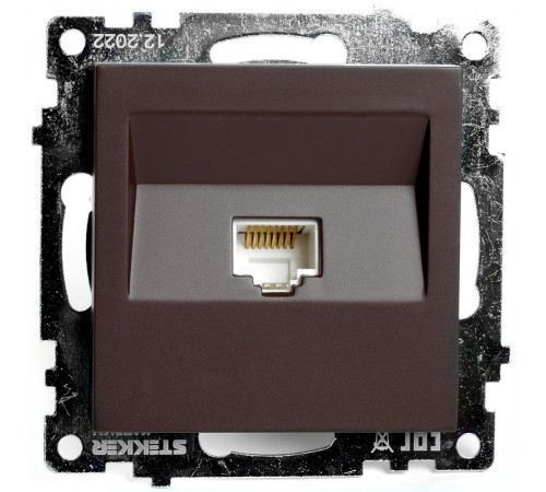 Розетка компьютерная 1-местная RJ-45 (механизм), серия Катрин, GLS00-7107-04, шоколад  49023  STEKKER