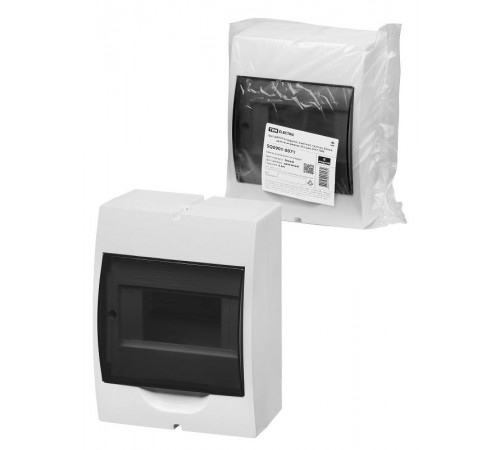 Корпус пластиковый навесной ЩРН-П-6 модулей белый, дымчатая дверца, без шин, IP41  SQ0901-0071  TDM