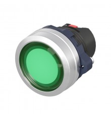 Кнопка плоская  прозрачная без фиксации, зеленая, алюминий  M22P-FMLGA  DKC