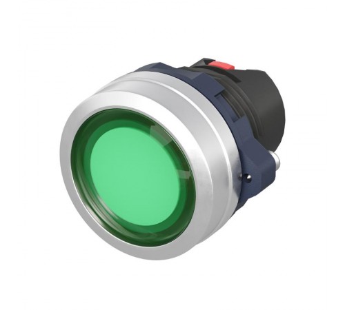 Кнопка плоская  прозрачная без фиксации, зеленая, алюминий  M22P-FMLGA  DKC