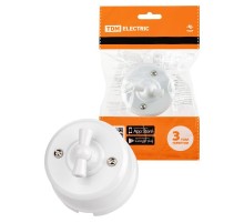 Выключатель поворотный проходной с ручкой (бантик) 10А белый "Виви"  SQ1820-1005  TDM