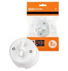 Выключатель поворотный 2-кл. с ручкой (бантик) 10А белый "Виви"  SQ1820-1006  TDM