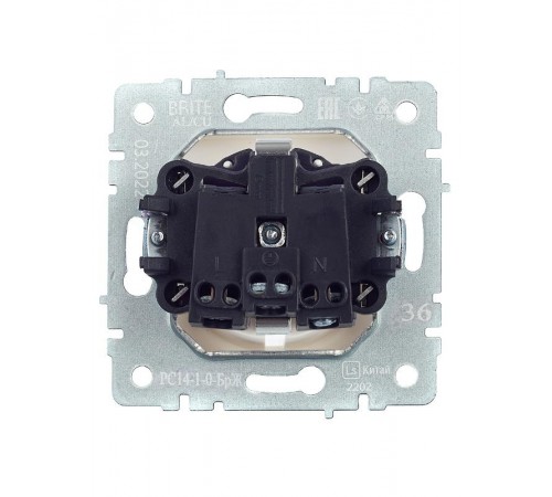 BRITE Розетка с заземлением со шторками 16А РС14-1-0-БрЖ жемчуг  BR-R14-16-K36  IEK