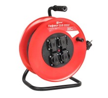 Удлинитель на катушке "Гефест 2.0" 4 гнезда 20м с заземлением и предохранителем КГ 3*2,5 16А/3,5кВт IP44 PROxima  UKG02-16-R325-4-20-IP44  EKF