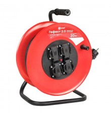 Удлинитель на катушке "Гефест 2.0" 4 гнезда 20м с заземлением и предохранителем КГ 3*2,5 16А/3,5кВт IP44 PROxima  UKG02-16-R325-4-20-IP44  EKF