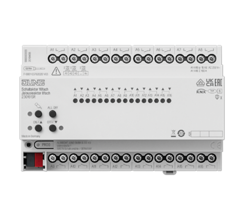 Актуатор коммутирующий, 16 каналов света/8 канала жалюзи; KNX   230161SR  Jung