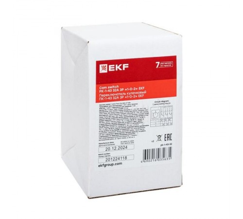 Переключатель кулачковый ПК-1-43 32А 3P "1-0-2" EKF PROxima  pk-1-43-32  EKF