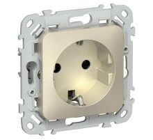 FLITE Розетка с заземлением без шторок 16А РС11-0-ФлШ шампань  FI-R11-16-K37  IEK