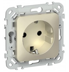 FLITE Розетка с заземлением без шторок 16А РС11-0-ФлШ шампань  FI-R11-16-K37  IEK
