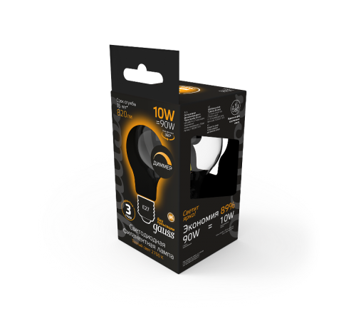 Лампа светодиодная LED 10Вт E27 220В 2700К A60, диммируемая  102202110-D  Gauss