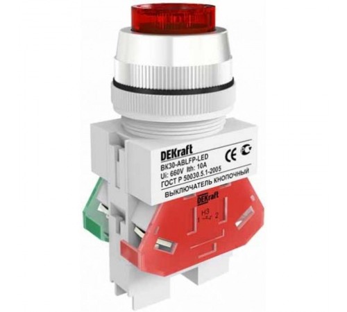 Выкл. кноп. ABLFP 22 мм LED зел. 24В AC/DC ВK-22   25069DEK  DEKraft