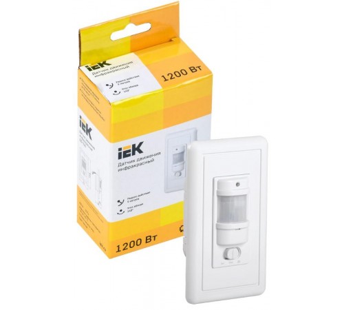 Датчик движения ДД 028 белый, макс. нагрузка 1200Вт, угол обзора 140град., дальность 9м, IP20,  LDD12-028-1200-001  IEK