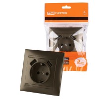 Розетка 2П+З 16А 250В + 2 USB порта 2,1А 5В бронза "Лама"  SQ1815-0742  TDM