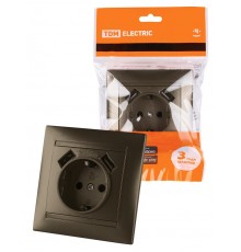 Розетка 2П+З 16А 250В + 2 USB порта 2,1А 5В бронза "Лама"  SQ1815-0742  TDM