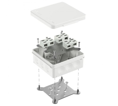 Коробка огнестойкая разветвительная для о/п двухкомпонентная 60-0303-FR6.0-4-6-Р Е15-Е60 RAL9003 100х100х40 (16 шт/кор)  60-0303-9003-FR6.0-4-6-Р  П