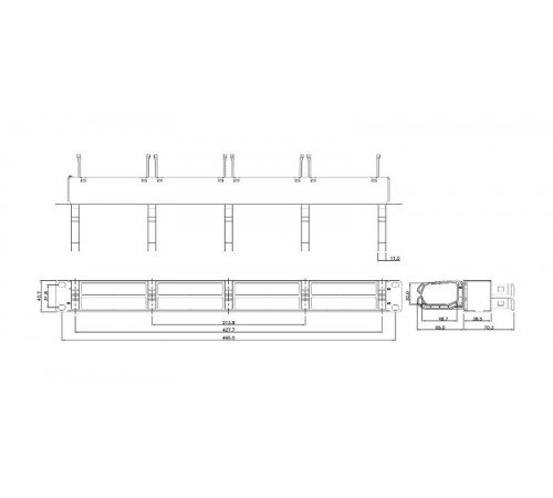 PPTR-19-8CU-RNG-STL Патч-панель 19" для претерминированных медных и оптических кассет, 8 слотов под кассеты, 1U, с 5  480621  Hyperline