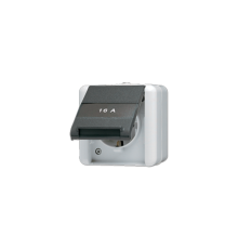 Штепсельная розетка SCHUKO 16А 250V~ с защитой от детей и полем для надписиIP44  820KINAW  Jung