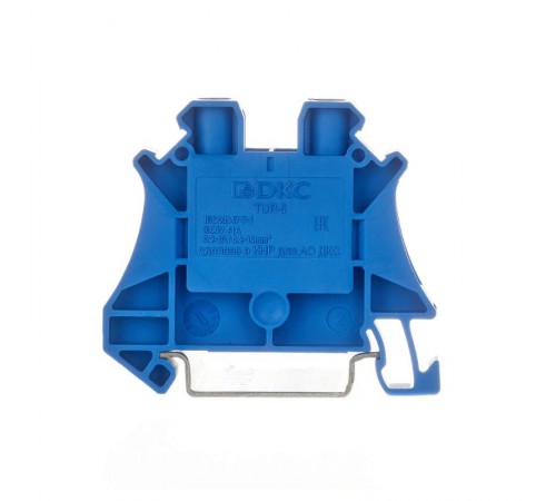 Клемма проходная, винтовой зажим, 2 точки подключения, 6 кв.мм, синяя  TUR-6-BU  DKC