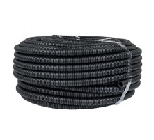 Труба гибкая гофрированная ПНД 25мм с протяжкой Plast (75м) черный  tpnd-25n  EKF