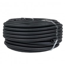 Труба гибкая гофрированная ПНД 25мм с протяжкой Plast (75м) черный  tpnd-25n  EKF