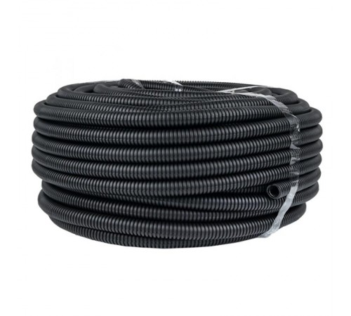 Труба гибкая гофрированная ПНД 25мм с протяжкой Plast (75м) черный  tpnd-25n  EKF