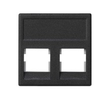 Розетка прямая для передачи данных на 2 разъема RJ45 без шторок цвета графит K45 Connect  KB076-14  Simon