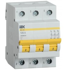 Выключатель нагрузки модульный (мини-рубильник) ВН-32 3Р 125А  MNV10-3-125  IEK