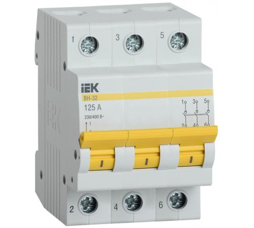 Выключатель нагрузки модульный (мини-рубильник) ВН-32 3Р 125А  MNV10-3-125  IEK