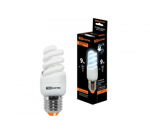 Лампа энергосберегающая КЛЛ-FSТ2-9 Вт-4000 К-Е27 КОМПАКТ (35х95 мм)  SQ0323-0173  TDM