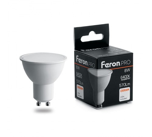 Лампа светодиодная .PRO LB-1608 GU10 8W 6400K OSRAM LED  38094  Feron