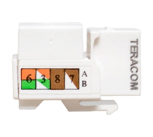 Модуль Keystone TERACOM PRO Cat.6 RJ-45 неэкранированный 110 IDC 90 градусов белый  TRP-KSTN-90D-6UTP-WH  EKF