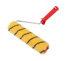 Валик полиакрил желтый с черной полосой, ворс 11 мм, ширина ролика 240 мм, бюгель 6 мм,  42 мм  89-0022  REXANT