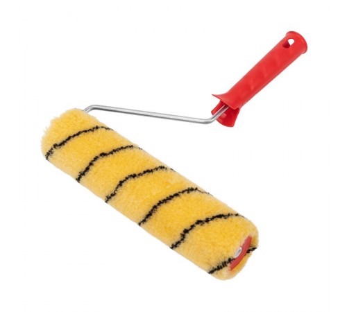 Валик полиакрил желтый с черной полосой, ворс 11 мм, ширина ролика 240 мм, бюгель 6 мм,  42 мм  89-0022  REXANT