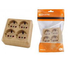 Розетка четырехместная 2П+3 открытой установки IP20 16A с защитными шторками сосна "Ладога"  SQ1801-0423  TDM