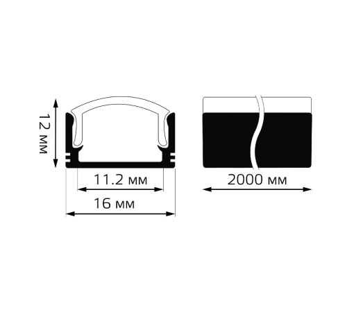 Профиль для ленты LED врезной гл 12mm - 2m 1/40  BT415  Gauss