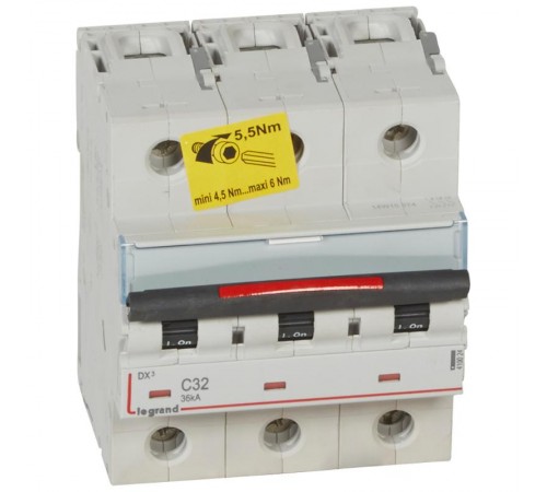 Выключатель автоматический трехполюсный DX3 32A C 36кА (4,5 мод)  410024  Legrand