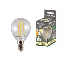 Лампа светодиодная шар "Филамент" G45-6 Вт-230 В-2700 К-E14 TDM  SQ0340-0277  TDM