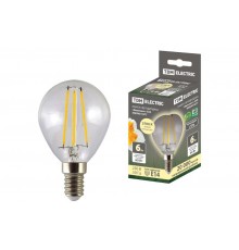 Лампа светодиодная шар "Филамент" G45-6 Вт-230 В-2700 К-E14 TDM  SQ0340-0277  TDM