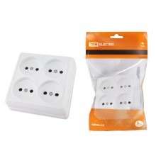 Розетка четырехместная 2П открытой установки IP20 10A белая "Ладога"  SQ1801-0120  TDM