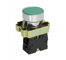 LAY5-ВА31, зелёный, 1НО, цилиндр, хром, без подсветки, d22мм, выключатель кнопочный  (ЭТ)  ET012086  Электротехник
