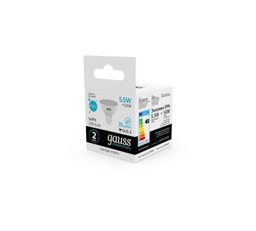 Лампа светодиодная LED 5,5Вт GU5.3 220В 4100К Elementary MR16  13526  Gauss