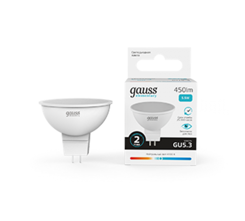 Лампа светодиодная LED 5,5Вт GU5.3 220В 4100К Elementary MR16  13526  Gauss