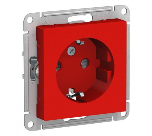 AtlasDesign Красный Розетка с заземлением со шторками, 16А, механизм  ATN002045  SE