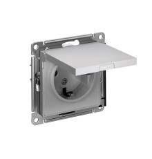 AtlasDesign Алюминий Розетка с заземлением, со шторками, с крышкой, 16А, механизм  ATN000346  SE